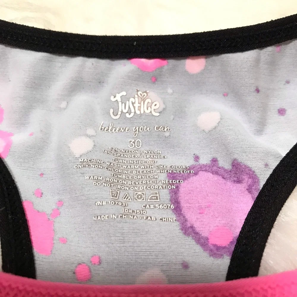 Justice Bikini Tops Lot of 2 Pink Silver Black